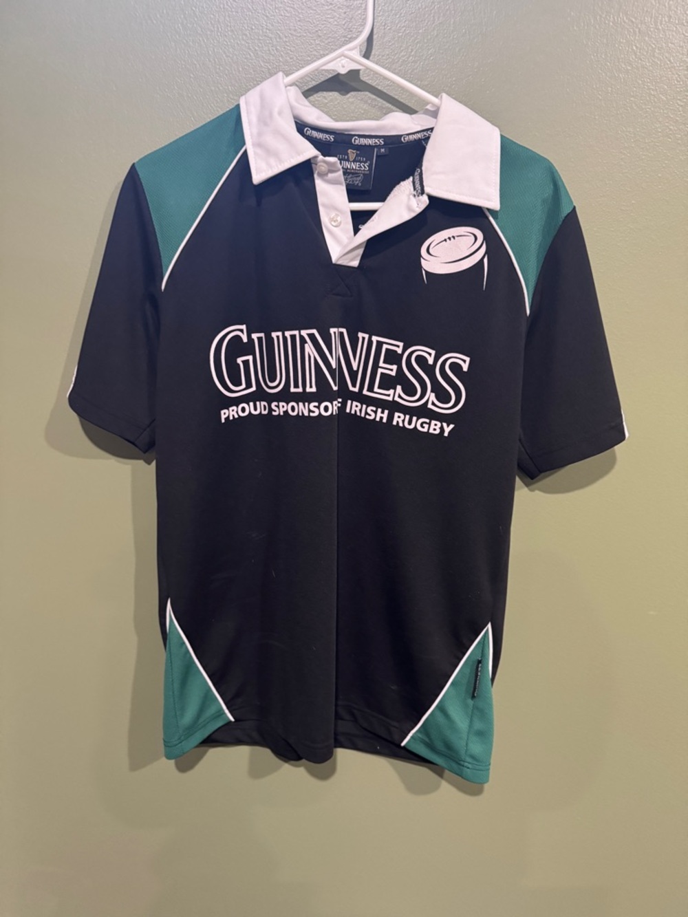 Guinness Black and Green Rugby Polo OFFICIAL